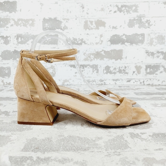 NEW Sam Edelman Tan Ankle Strap Buckle Low Block Heel Sandals W17 - Picture 5 of 14